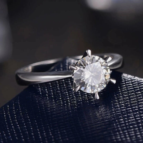 2.20 Ct White Moissanite Engagement Certified Ring – Anniversary Gift 18K Gold Plat 18K Gold Plated