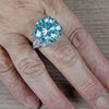 10.25 Ct Certified Blue Round Moissanite Ring – Big Christmas Gift Pick 18K Gold Plated