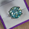 10.25 Ct Certified Blue Round Moissanite Ring – Big Christmas Gift Pick 18K Gold Plated