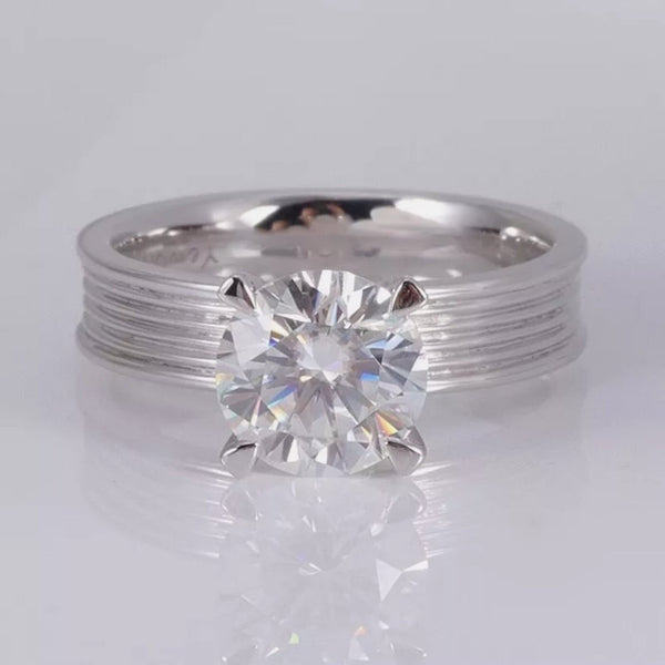 2.80 Ct Certified Round White Moissanite Ring – Gift for Anniversary 18K Gold Plate 18K Gold Plated