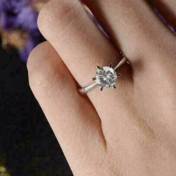 2.20 Ct White Moissanite Engagement Certified Ring – Anniversary Gift 18K Gold Plat 18K Gold Plated