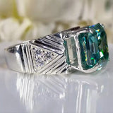 11.55 Ct Certified Blue Moissanite Asscher Cut Ring – Rare Christmas Gift in Silver 18K Gold Plated