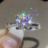 2.90 Ct Cushion Cut White Moissanite Ring – Birthday Gift for Her 18K Gold Plated Vermeil