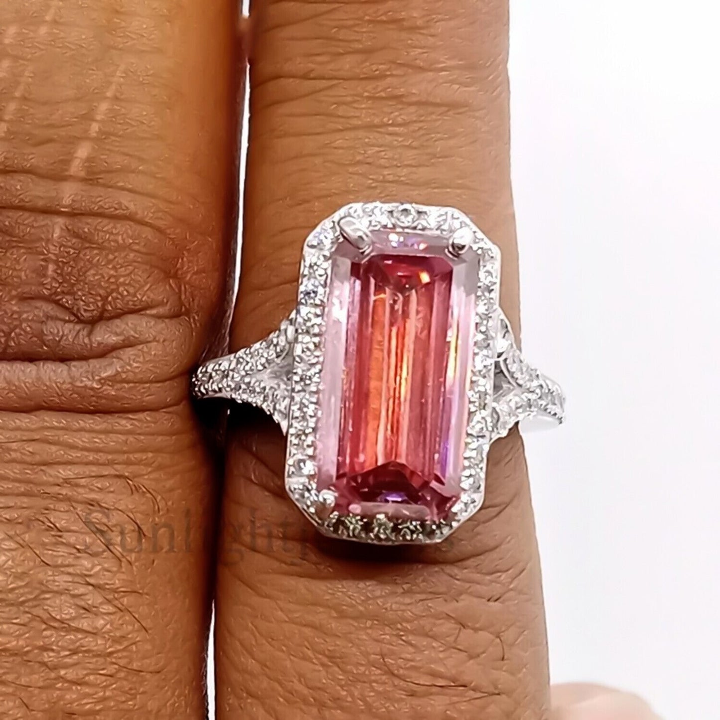 6.50 Ct Pink Moissanite Solitaire Ring Luxury Gift for Women Birthday 18K Gold Plat 18K Gold Plated