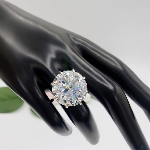25.70 Ct Bold Moissanite Statement Ring Rare Luxury Gift for Her 18K Gold Plated Ve 18K Gold Plated