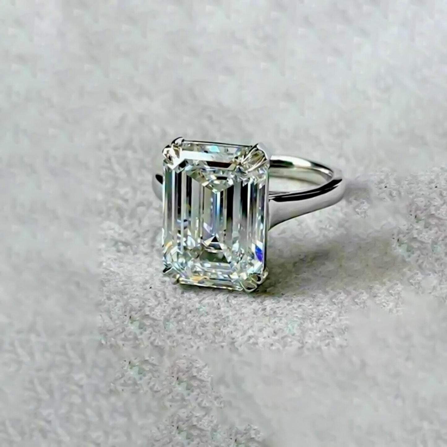 7.10 Ct Emerald Cut Moissanite Ring Wedding Gift for Her July Special 18K Gold Plat 18K Gold Plated