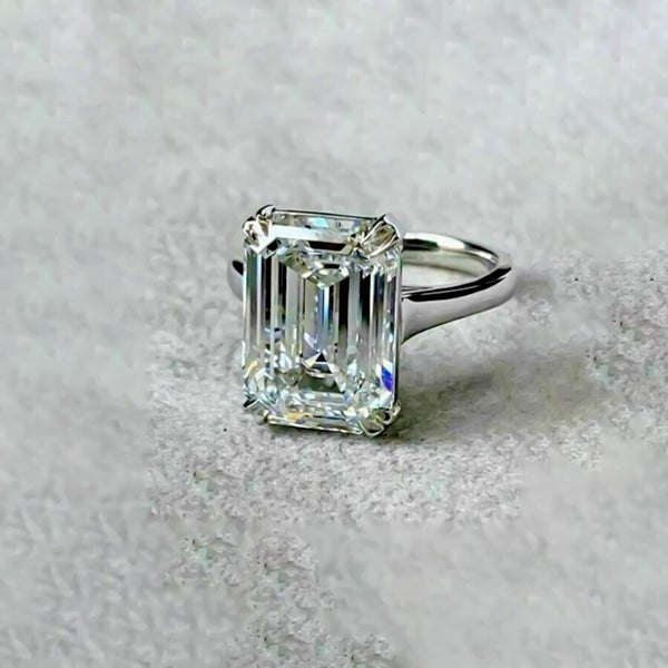 7.10 Ct Emerald Cut Moissanite Ring Wedding Gift for Her July Special 18K Gold Plat 18K Gold Plated