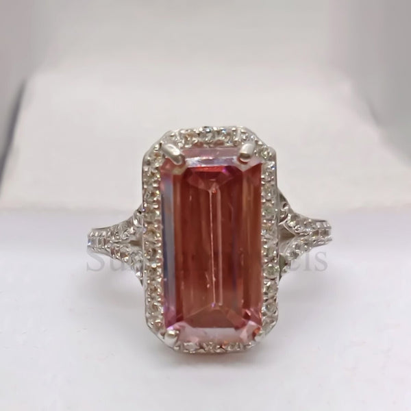 6.50 Ct Pink Moissanite Solitaire Ring Luxury Gift for Women Birthday 18K Gold Plat 18K Gold Plated