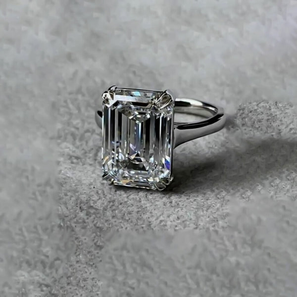 7.10 Ct Emerald Cut Moissanite Ring Wedding Gift for Her July Special 18K Gold Plat 18K Gold Plated