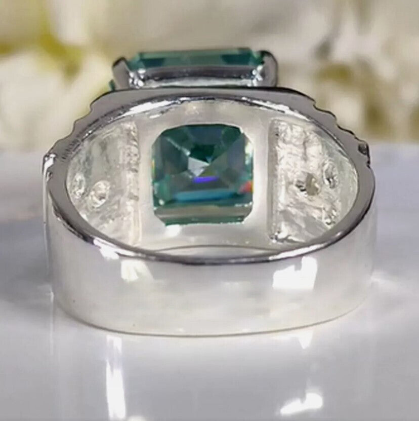11.55 Ct Blue Moissanite Ring Eye-Catching Gift for Wife or Sister 18K Gold Plated 18K Gold Plated