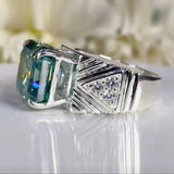 11.55 Ct Blue Moissanite Ring Eye-Catching Gift for Wife or Sister 18K Gold Plated