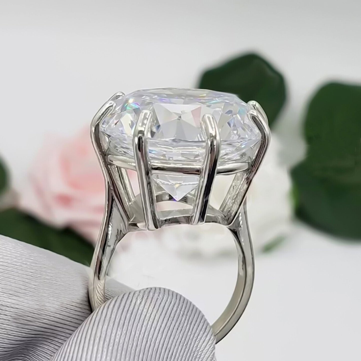 27.30 Ct Unique Moissanite Ring in Big & Bold Gift for Special Day 18K Gold Plated 18K Gold Plated