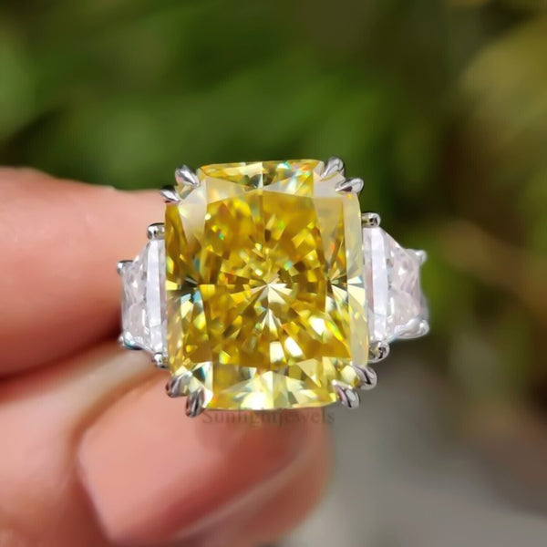 21.70 Ct Champagne Moissanite Ring Festive Gift for Her Statement Look 18K Gold Pla 18K Gold Plated