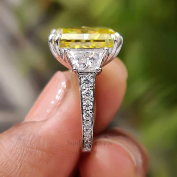 21.70 Ct Champagne Moissanite Ring Festive Gift for Her Statement Look 18K Gold Pla 18K Gold Plated