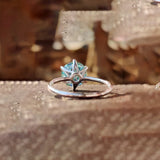 5.60 Ct Blue Moissanite Solitaire Ring Sparkling Gift for Anniversary 18K Gold Plated