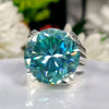 11.75 Ct Round Blue Moissanite Ring Grand Statement Gift for Her 18K Gold Plated Ve 18K Gold Plated