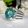 11.75 Ct Round Blue Moissanite Ring Grand Statement Gift for Her 18K Gold Plated Ve 18K Gold Plated