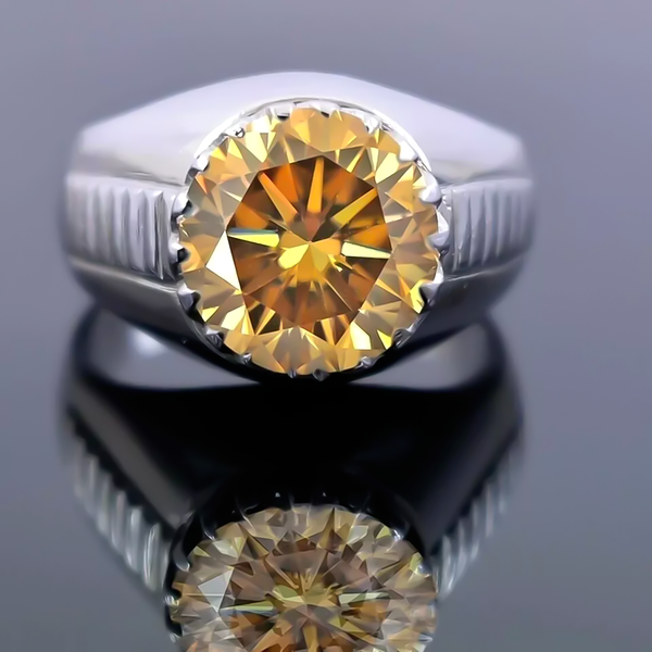 5.15 Ct Champagne Moissanite Men’s Ring Anniversary Gift for Him 18K Gold Plated Ve 18K Gold Plated