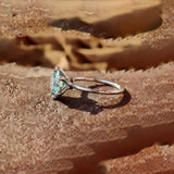 5.60 Ct Blue Moissanite Solitaire Ring Sparkling Gift for Anniversary 18K Gold Plated