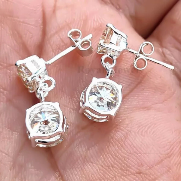 6.20 Ct White Moissanite Stud Earrings Gold Vermeil Shine Gift for Anniversary