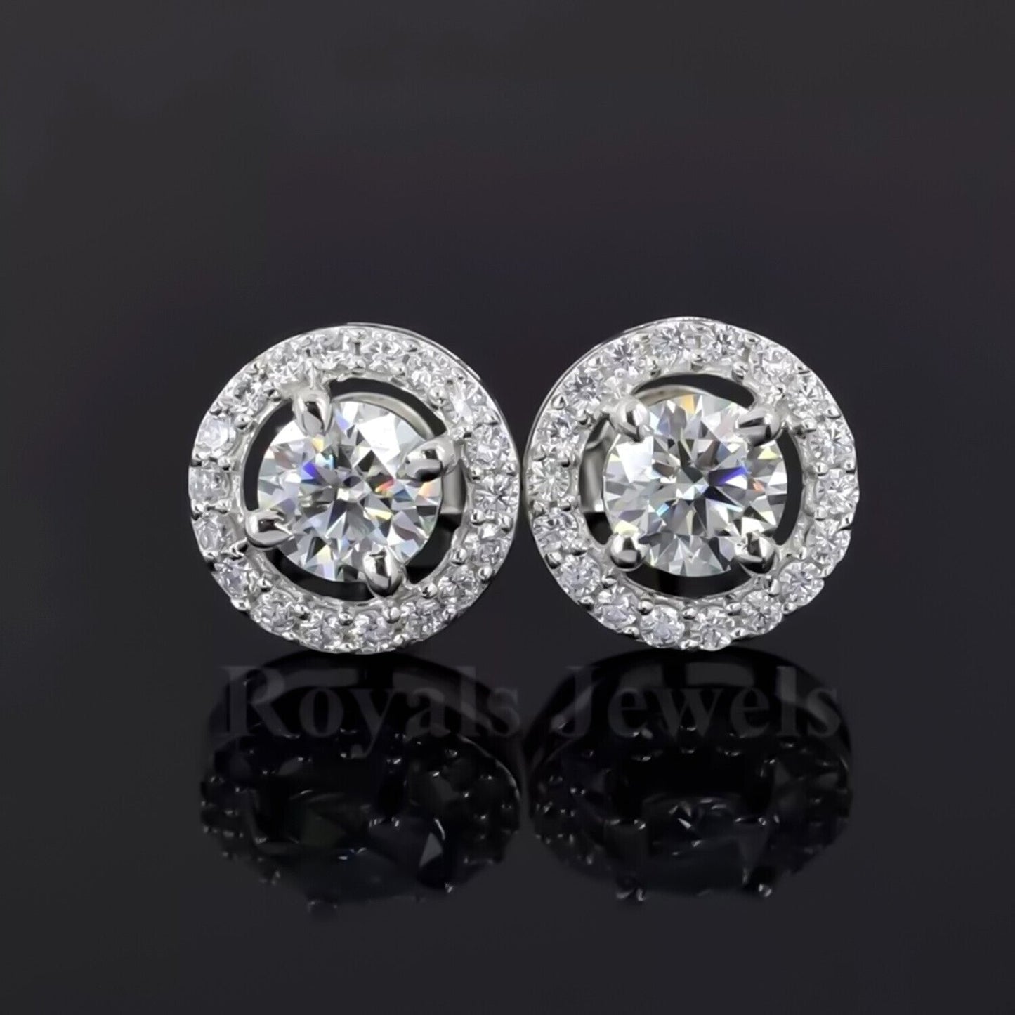 3.60 Ct Gorgeous Certified White Moissanite Solitaire Studs In 18K Gold Plated Verm 18K Gold Plated
