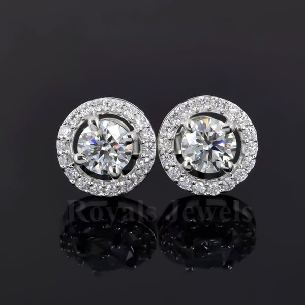 3.60 Ct Gorgeous Certified White Moissanite Solitaire Studs In 18K Gold Plated Verm 18K Gold Plated