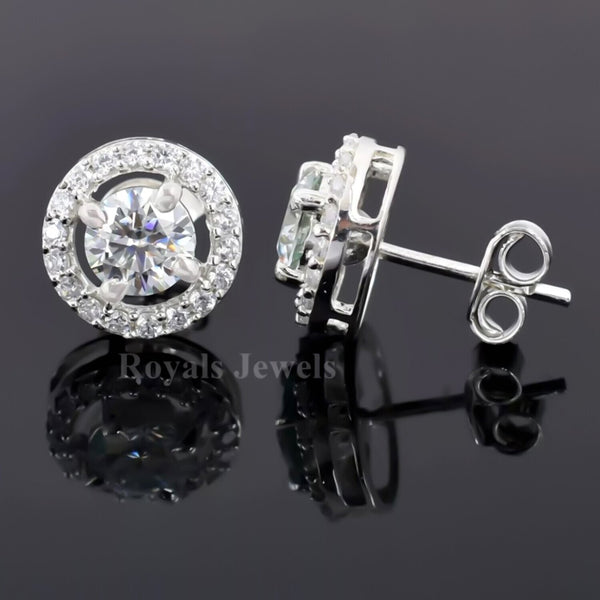 3.60 Ct Gorgeous Certified White Moissanite Solitaire Studs In 18K Gold Plated Verm 18K Gold Plated