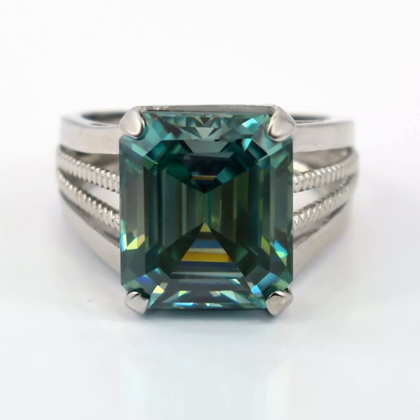 40.00 Ct Blue Moissanite Men’s Ring Huge Gift for 4th of July Event 18K Gold Plated