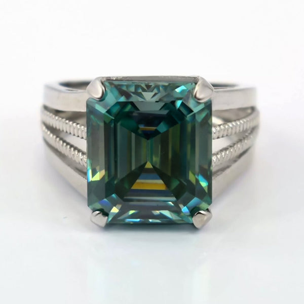 40.00 Ct Blue Moissanite Men’s Ring Huge Gift for 4th of July Event 18K Gold Plated