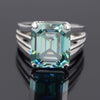 40.00 Ct Blue Moissanite Men’s Ring Huge Gift for 4th of July Event 18K Gold Plated