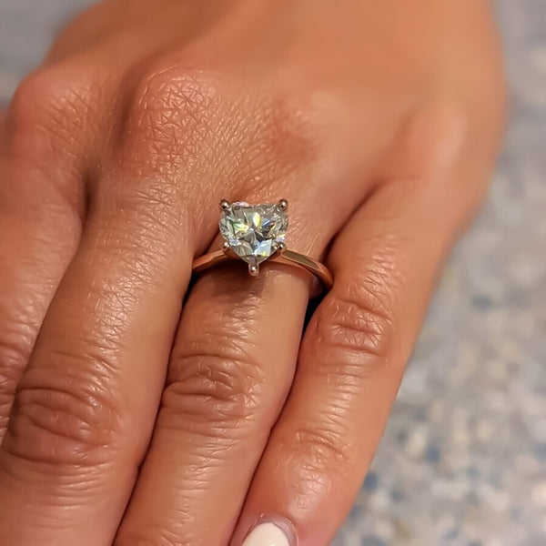 4.00 Ct Heart Cut White Moissanite Ring Romantic Gift for Her 18K Gold Plated Verme 18K Gold Plated