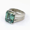 40.00 Ct Blue Moissanite Men’s Ring Huge Gift for 4th of July Event 18K Gold Plated