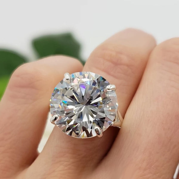 9.70 Ct Off White Moissanite Ring Sparkle Gift for Her Birthday 18K Gold Plated Ver 18K Gold Plated