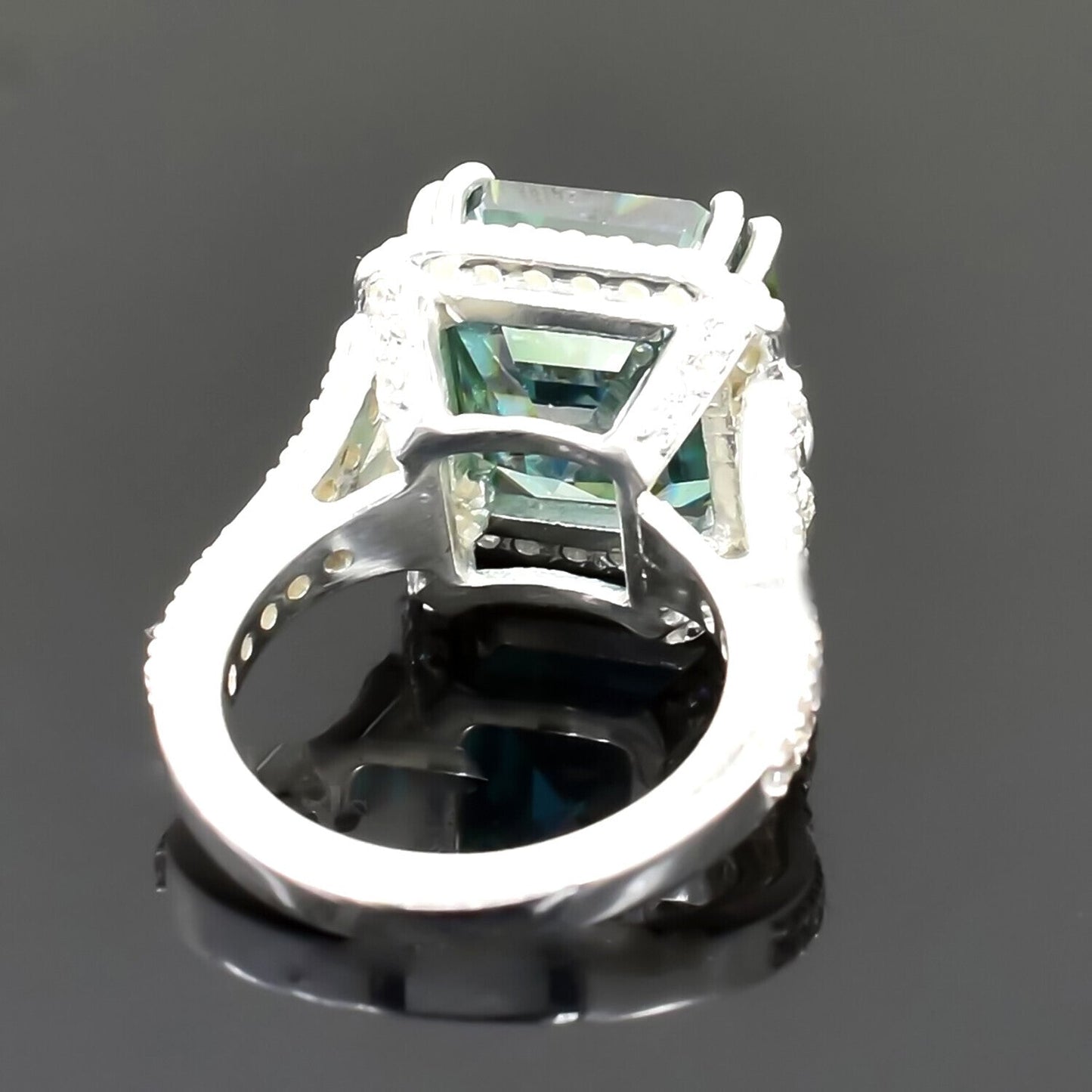 8.10 Ct Asscher Cut Blue Moissanite Ring Unique Gift for Her 18K Gold Plated Vermei 18K Gold Plated