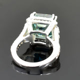 8.10 Ct Asscher Cut Blue Moissanite Ring Unique Gift for Her 18K Gold Plated Vermeil