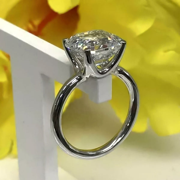2.70 Ct White Moissanite Asscher Ring Engagement Gift for Bride 18K Gold Plated Ver 18K Gold Plated