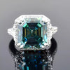 8.10 Ct Asscher Cut Blue Moissanite Ring Unique Gift for Her 18K Gold Plated Vermei 18K Gold Plated