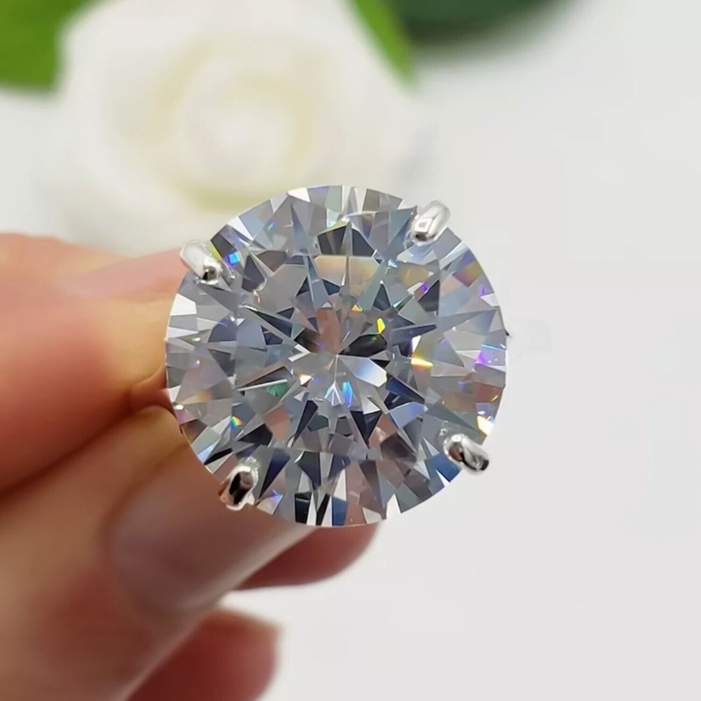 9.70 Ct Off White Moissanite Ring Sparkle Gift for Her Birthday 18K Gold Plated Ver 18K Gold Plated