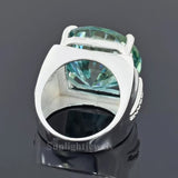 15.40 Ct Round Blue Moissanite Ring Festival Gift for Wife or Mom 18K Gold Plated Vermeil