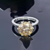 6.50 Ct Champagne Moissanite Ring Prong Set Gift for Birthday 18K Gold Plated Verme 18K Gold Plated