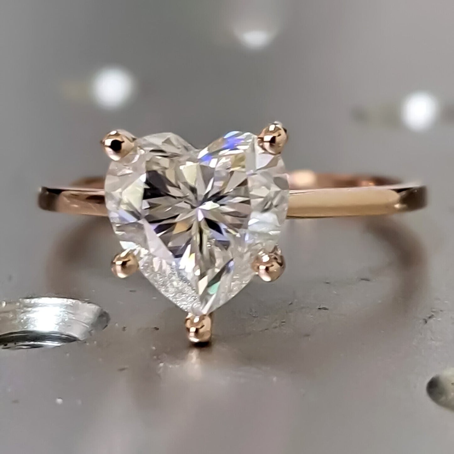 4.00 Ct Heart Cut White Moissanite Ring Romantic Gift for Her 18K Gold Plated Verme 18K Gold Plated
