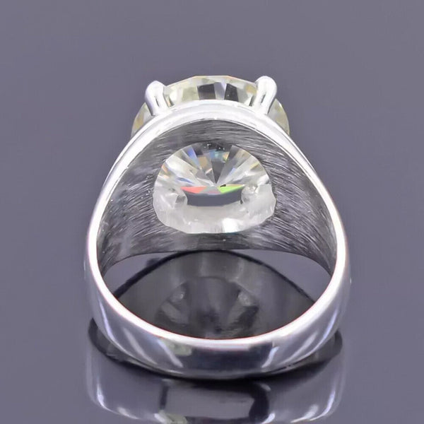 10.10 Ct Off White Treated Moissanite Solitaire Men's Ring in Cert 18K Gold Plated 18K Gold Plated