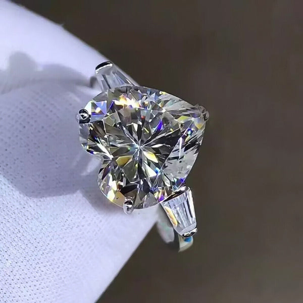 5.10 Ct Heart Cut Off White Treated Moissanite Solitaire Ring in 18K Gold Plated Ve 18K Gold Plated