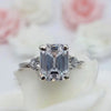 RARE 5.50 Ct Emerald Cut Off White Treated Moissanite Ring in Cert 18K Gold Plated 18K Gold Plated
