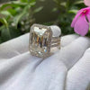RARE 22.60 Ct Emerald Cut Off White Treated Moissanite Ring in WOW 18K Gold Plated 18K Gold Plated