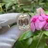 RARE 22.60 Ct Emerald Cut Off White Treated Moissanite Ring in WOW 18K Gold Plated 18K Gold Plated