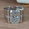 4.00 Ct Radiant Cut White Treated Moissanite Solitaire Ring in Cert 18K Gold Plated