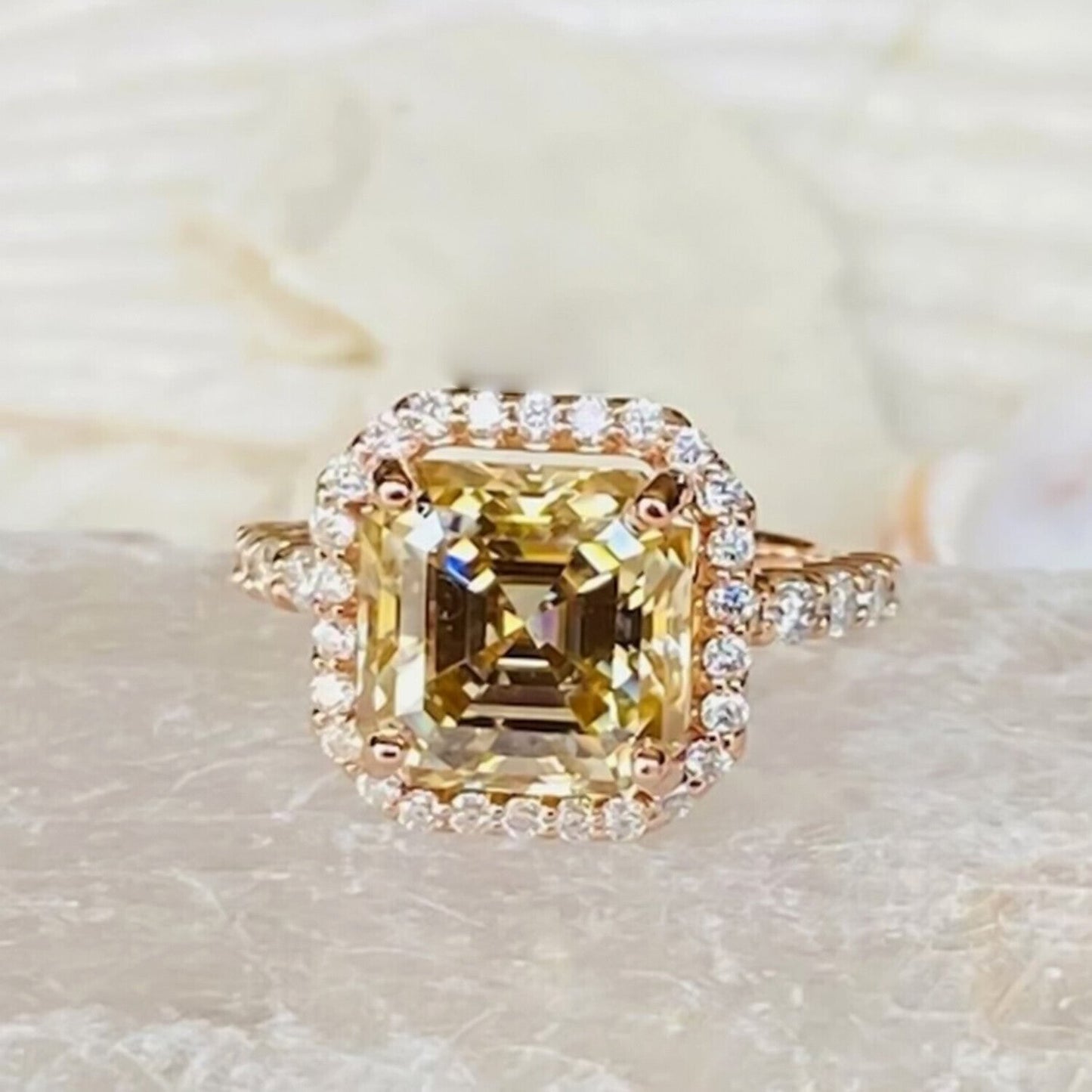 5.00 Ct Champagne Treated Moissanite Ring in – Certified Beauty 18K Gold Plated Ver 18K Gold Plated