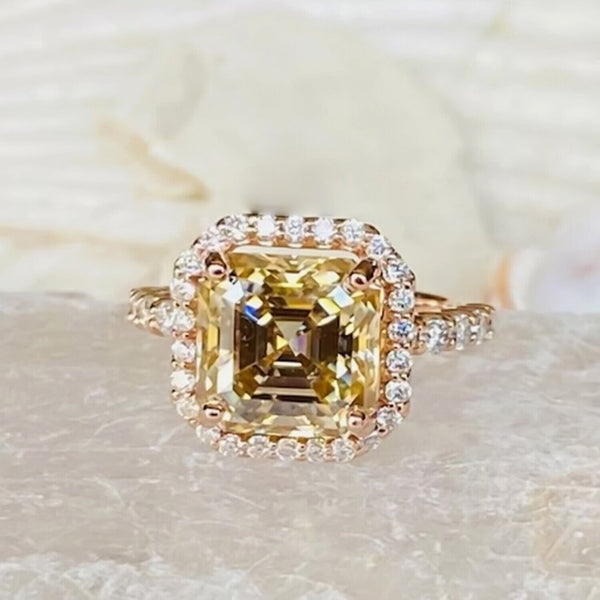 5.00 Ct Champagne Treated Moissanite Ring in – Certified Beauty 18K Gold Plated Ver 18K Gold Plated