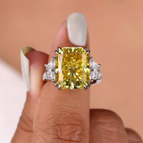 8.00 Ct Champagne Treated Moissanite Solitaire Ring in – Certified 18K Gold Plated 18K Gold Plated